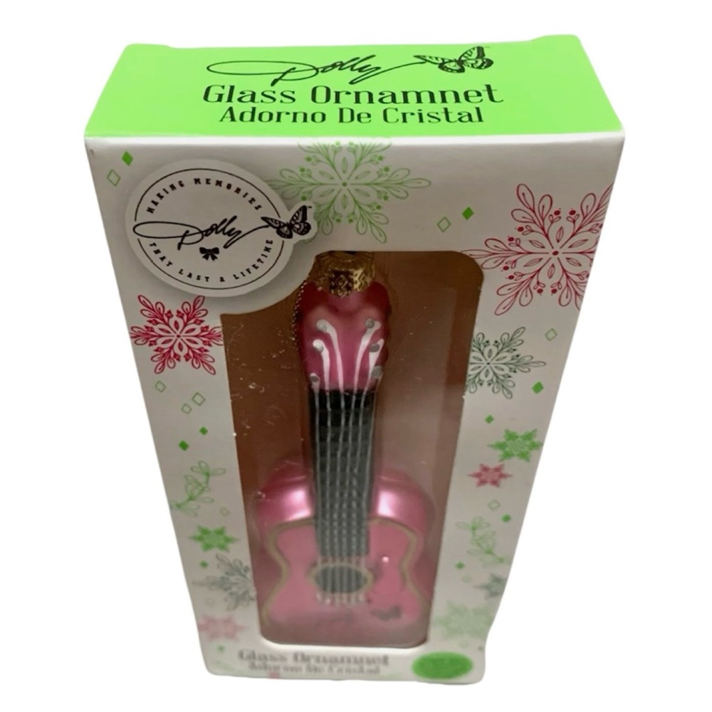Dolly Parton 80 MM Pink Guitar Holiday Glass Ornament, by Ruz (NWT) - Picture 10 of 11